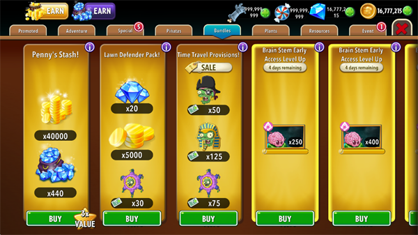 植物大战僵尸2(PVZ2)全5阶植物无限钻石